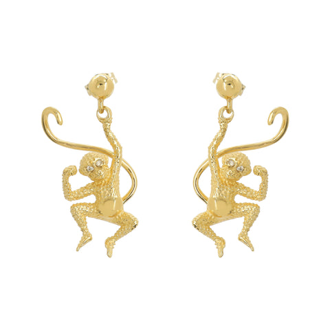 Aretes Chango oro 14k con diamantes