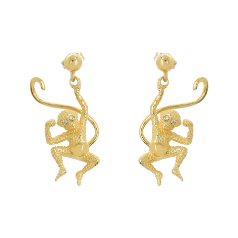 Aretes Chango oro 14k con diamantes