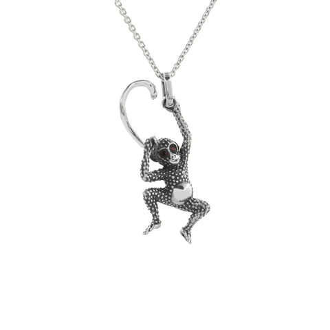 Collar chango mini oxidado en plata de ley .925