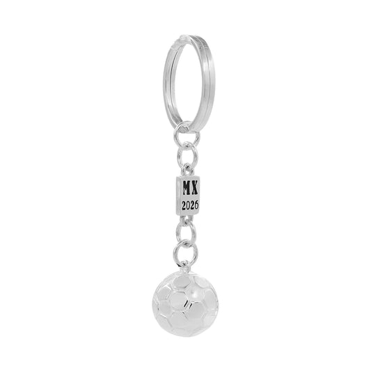 Llavero balón blanco en plata de ley .925