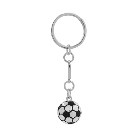 Llavero balón negro en plata de ley .925