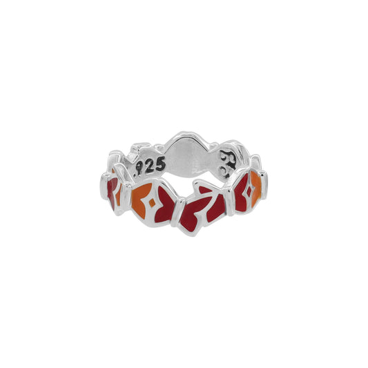 Anillo Mariposa Rojo en plata de ley