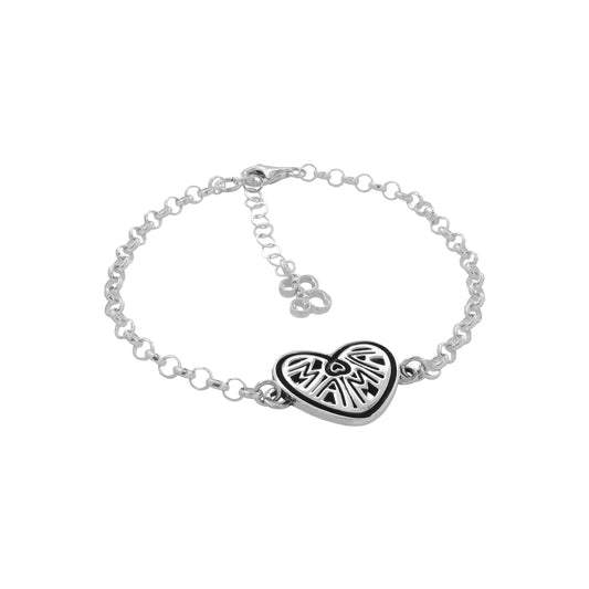 Pulsera mamá en plata de ley