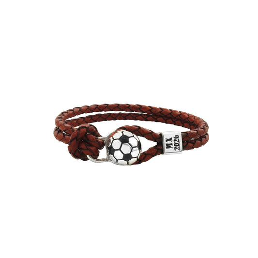 Pulsera balón mundial en plata de ley .925 Café